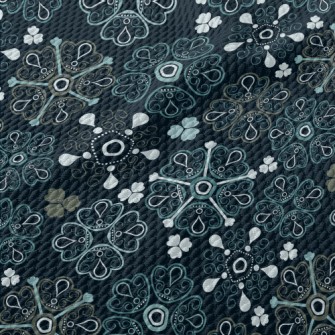 Ethnic Floral Pattern Birdseye Piqué