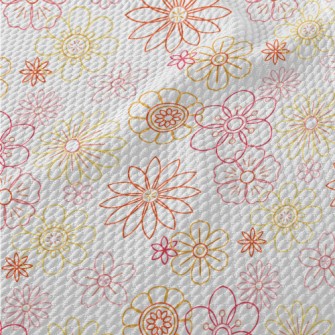 Beautiful Vector Flowers Birdseye Piqué