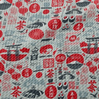 Japanese Cultural Elements Birdseye Piqué