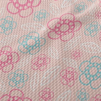 Geometric Flowers And Leaves Birdseye Piqué