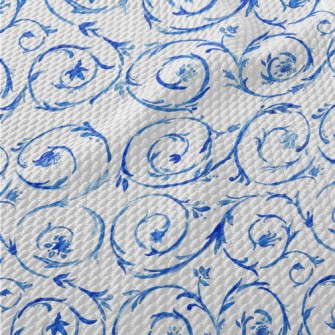 Watercolor Vines And Flowers Birdseye Piqué