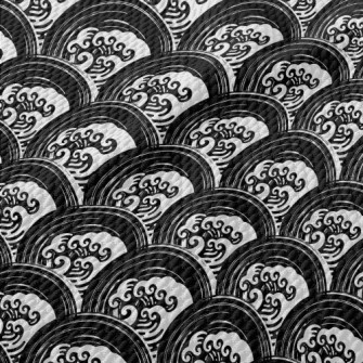 Japanese Hand-painted Waves Birdseye Piqué
