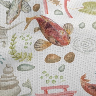 Watercolor Japanese Garden Athletic Mesh Flat Back