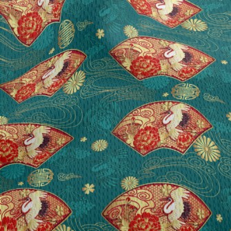 Japanese Fan-shaped Crane Athletic Mesh Flat Back