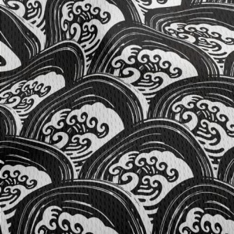 Japanese Hand-painted Waves Athletic Mesh Flat Back