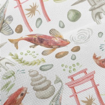 Watercolor Japanese Garden Performance Linen