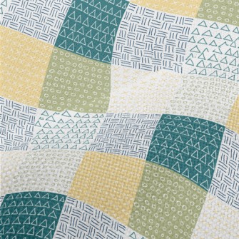 Hand Drawn Shapes Patchwork Performance Linen