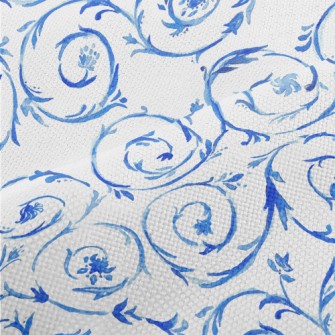 Watercolor Vines And Flowers Performance Linen