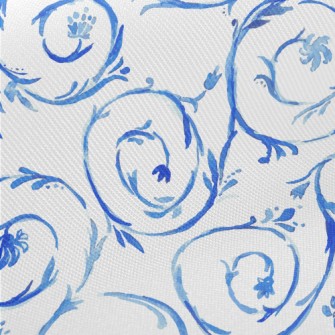 Watercolor Vines And Flowers Twill