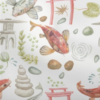Watercolor Japanese Garden Dobby
