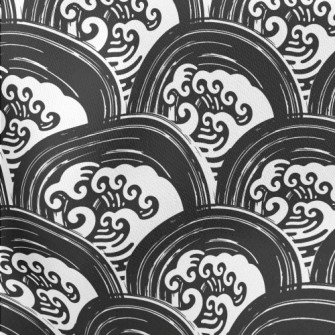 Japanese Hand-painted Waves Stretch Ponte