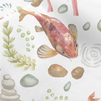 Watercolor Japanese Garden Micro Fleece