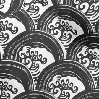 Japanese Hand-painted Waves Micro Fleece