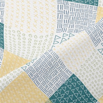 Hand Drawn Shapes Patchwork Piqué