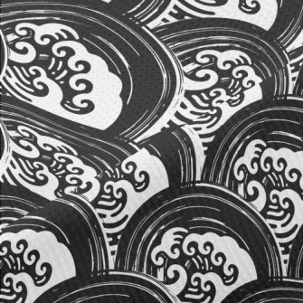 Japanese Hand-painted Waves Piqué