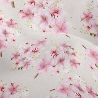 Hand Drawn Cherry Blossom Tree Lightweight Performance Linen