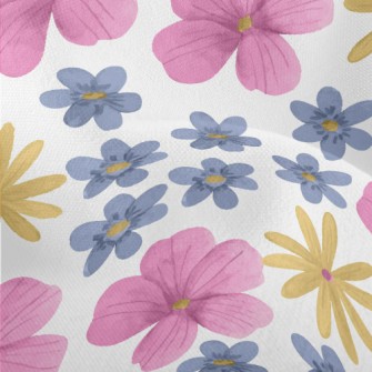 Painted Cartoon Flowers Lightweight Performance Linen