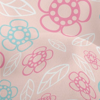 Geometric Flowers And Leaves Lightweight Performance Linen