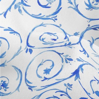 Watercolor Vines And Flowers Lightweight Performance Linen