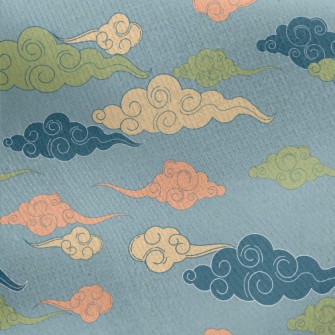 Colorful Chinese Clouds Jersey Backed Fleece