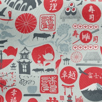 Japanese Cultural Elements Jersey Backed Fleece