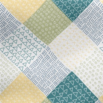 Hand Drawn Shapes Patchwork Jersey Backed Fleece