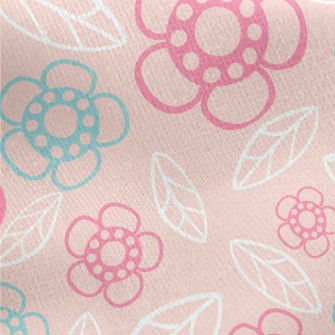 Geometric Flowers And Leaves Jersey Backed Fleece