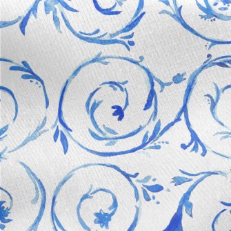 Watercolor Vines And Flowers Jersey Backed Fleece