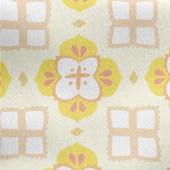 Yellow Tile Design Jersey Backed Fleece