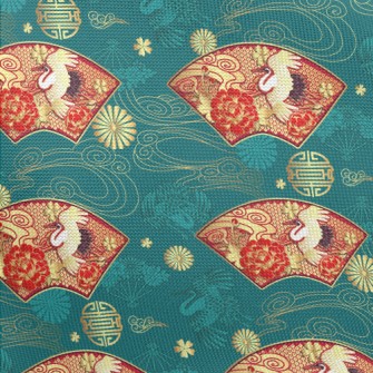 Japanese Fan-shaped Crane Pongee