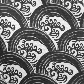 Japanese Hand-painted Waves Pongee