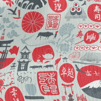 Japanese Cultural Elements Stretch Jersey