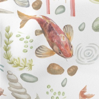 Watercolor Japanese Garden Lightweight Cotton Poplin
