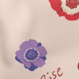 Crayon Doodle Flowers Lightweight Cotton Poplin