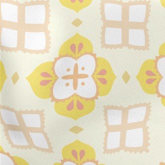 Yellow Tile Design Lightweight Cotton Poplin