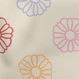 Colorful Vector Flowers Lightweight Cotton Poplin