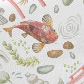 Watercolor Japanese Garden Midweight Cotton Poplin