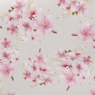 Hand Drawn Cherry Blossom Tree Midweight Cotton Poplin
