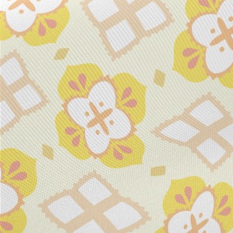 Yellow Tile Design Midweight Cotton Poplin