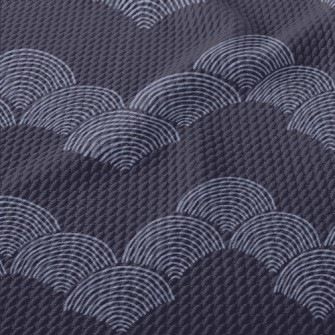 Blue Fan Pattern Birdseye Piqué