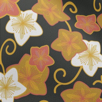 Hand Drawn Star Shaped Flowers Chiffon