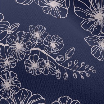 Spring Hand Drawn Cherry Bloss Chiffon