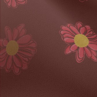 Red Hand Drawn Daisy Chiffon