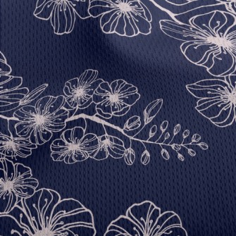 Spring Hand Drawn Cherry Bloss Athletic Mesh Flat Back