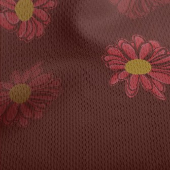 Red Hand Drawn Daisy Athletic Mesh Flat Back