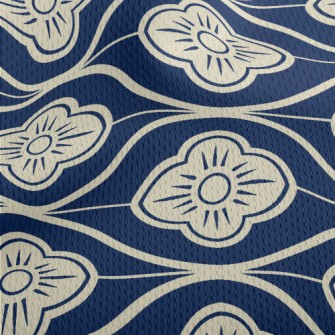 Japanese Wave Flowers Athletic Mesh Flat Back