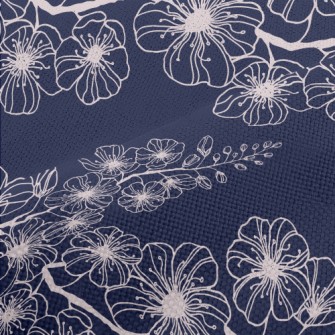Spring Hand Drawn Cherry Bloss Performance Linen