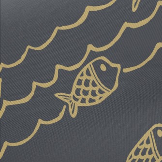 Hand Drawn Ocean Waves And Fis Twill