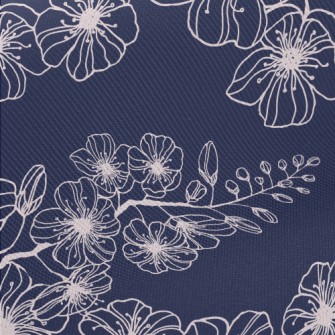 Spring Hand Drawn Cherry Bloss Twill