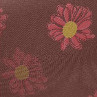 Red Hand Drawn Daisy Twill
